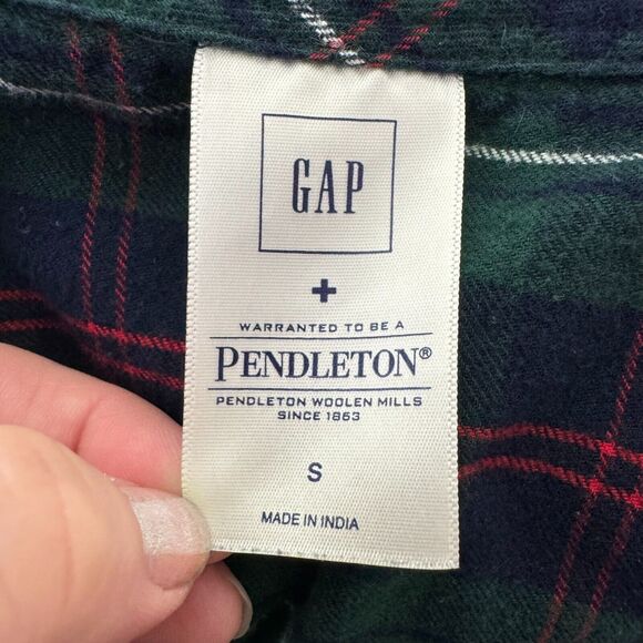 Gap + Pendleton Jammie Shirt Womens Small Plaid Tartan Embroidered Nightgown - Picture 7 of 11